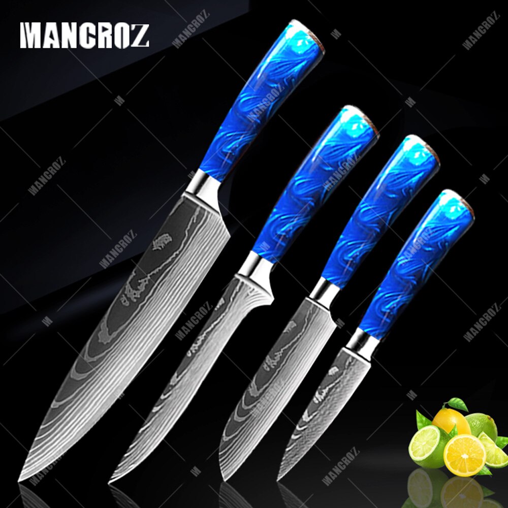 Kitchen Knife Set: 10 Pieces, Sharp Laser Damascus