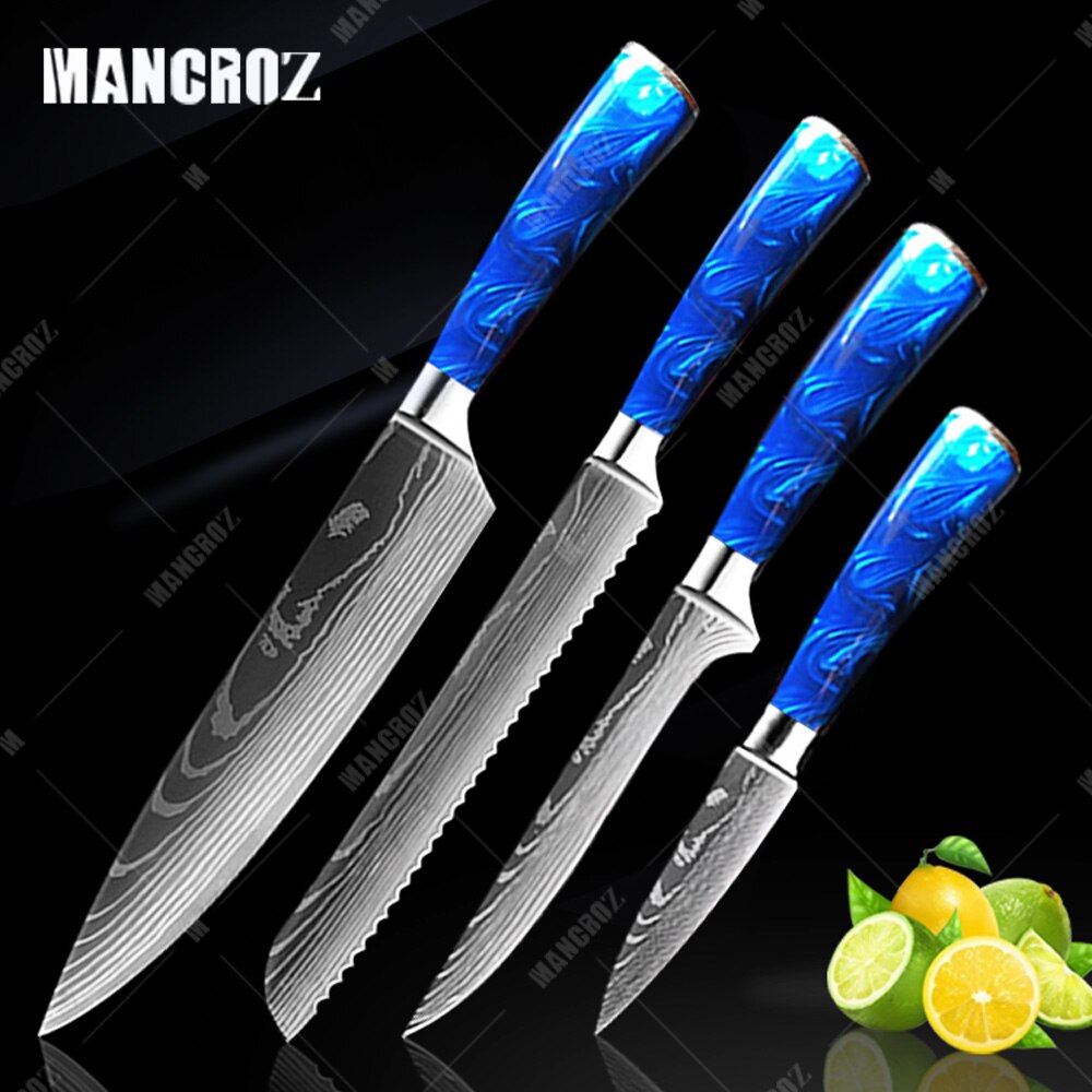 Kitchen Knife Set: 10 Pieces, Sharp Laser Damascus