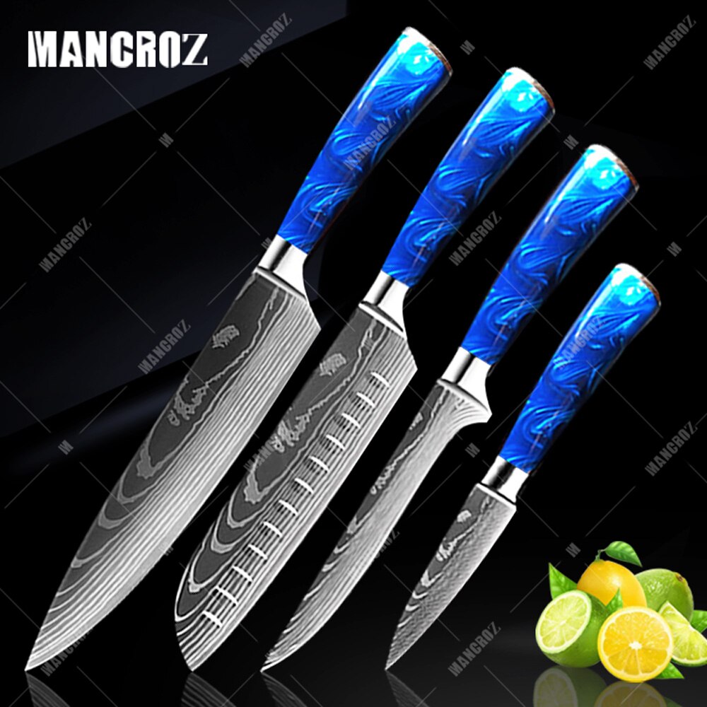 Kitchen Knife Set: 10 Pieces, Sharp Laser Damascus