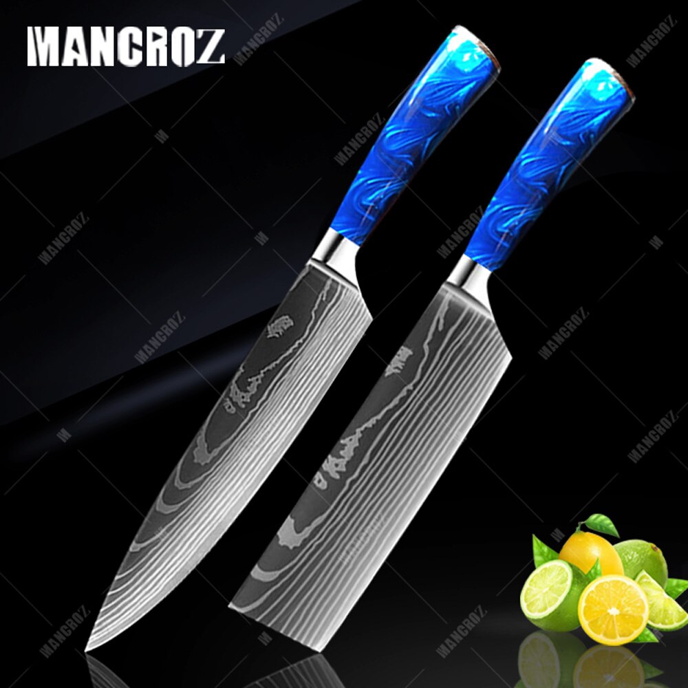 Kitchen Knife Set: 10 Pieces, Sharp Laser Damascus