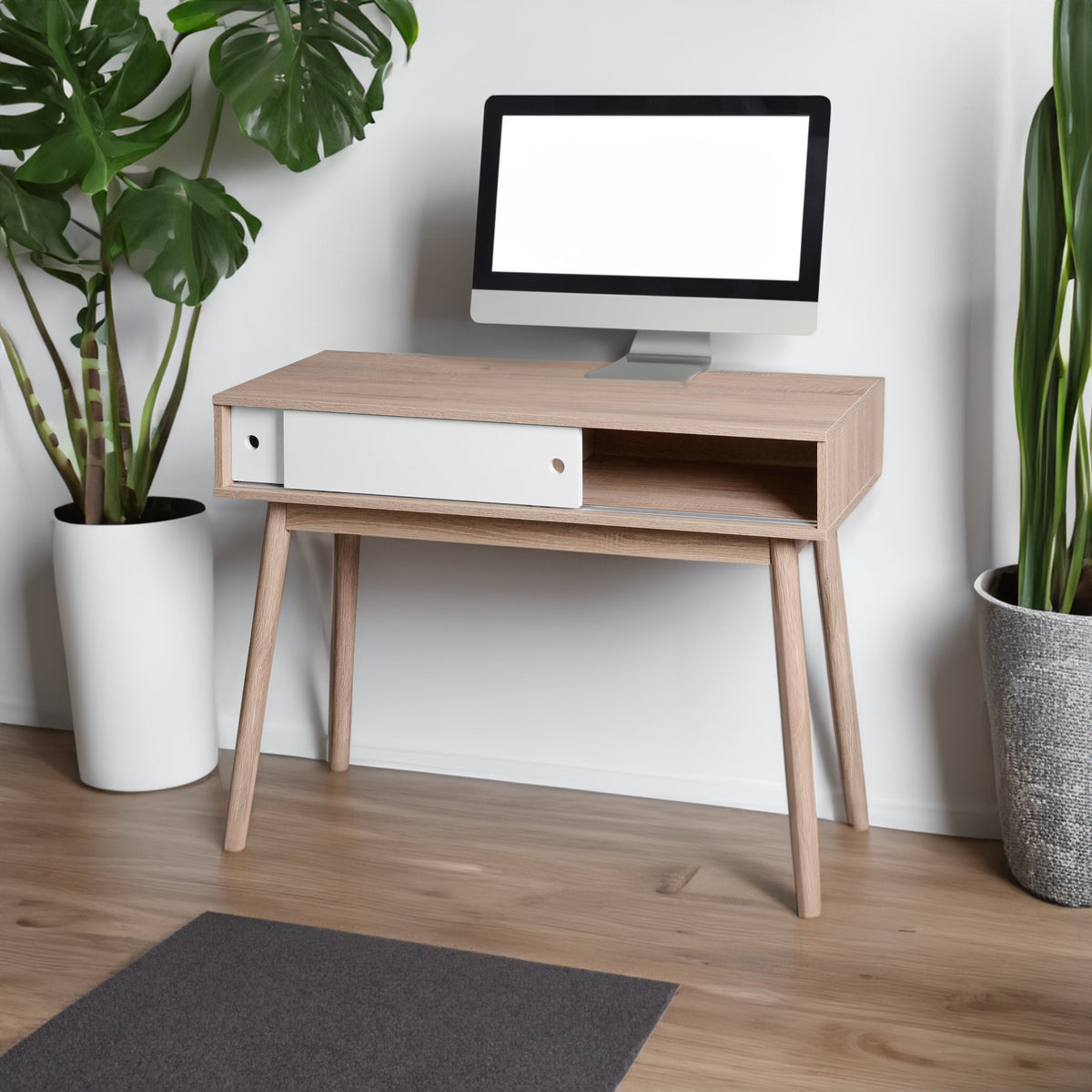 Mid-Century Writing Desk with Hidden Sliding Storage