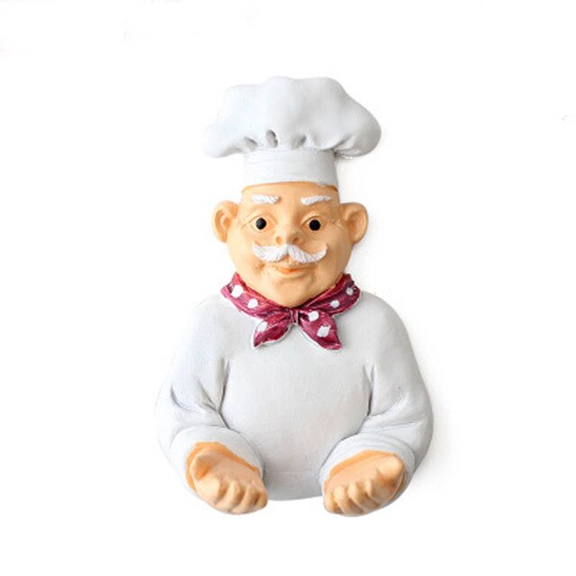 Chef Figurine Plug Holder, Sticky Kitchen Cord Organizer