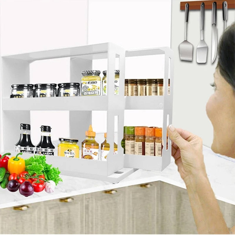 Slide-Out Spice Rack for Kitchen Cabinets, Jars Visible