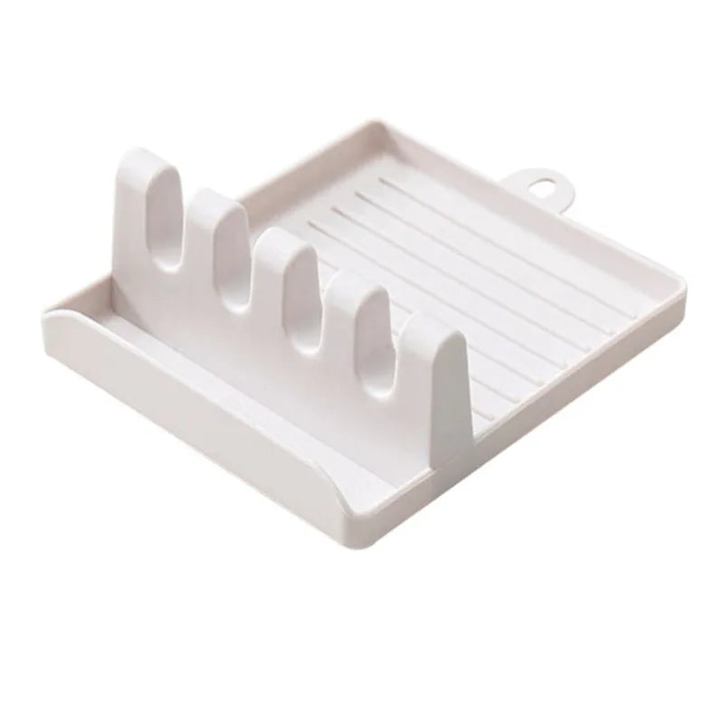 Stove-Side Spoon Rest with Drip Tray and Lid Holder