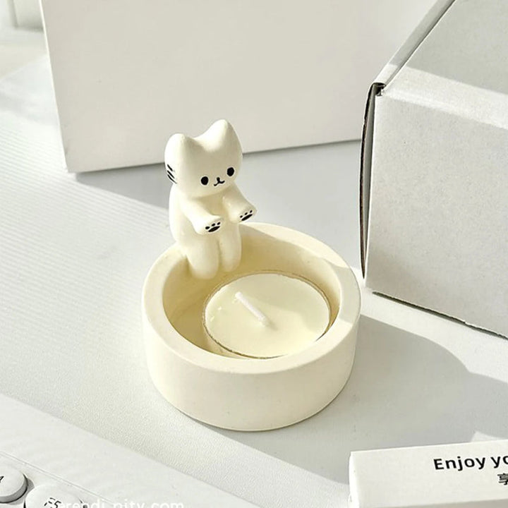 Ceramic Cat Candle Holder for Cozy Ambient Home Decor