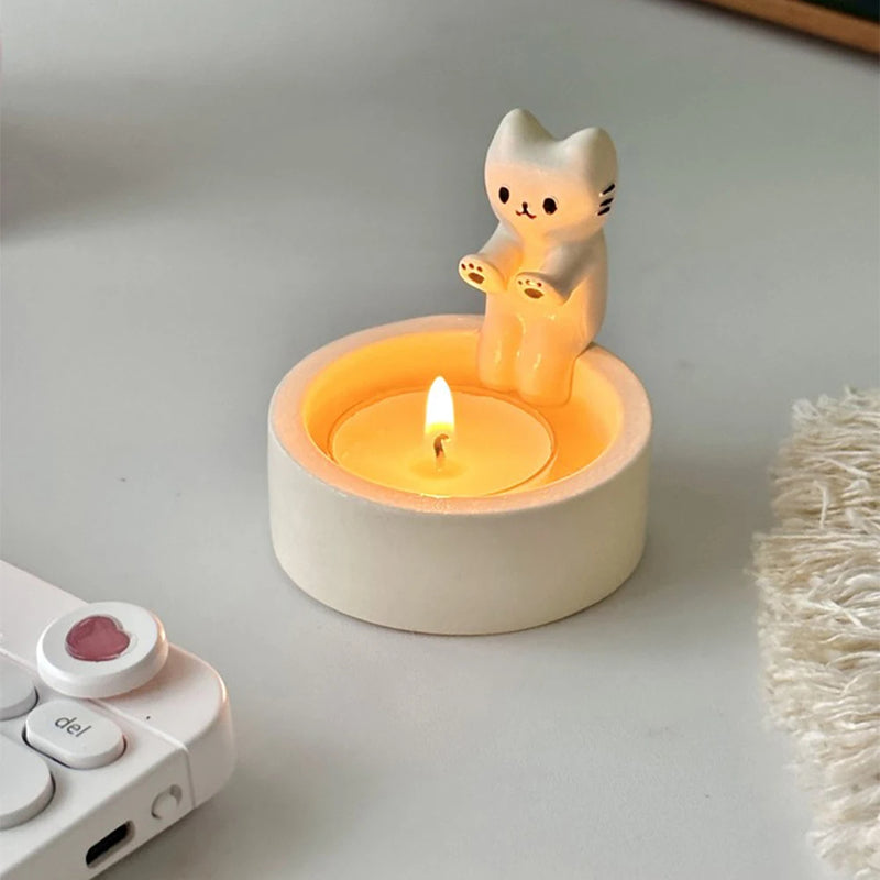 Ceramic Cat Candle Holder for Cozy Ambient Home Decor