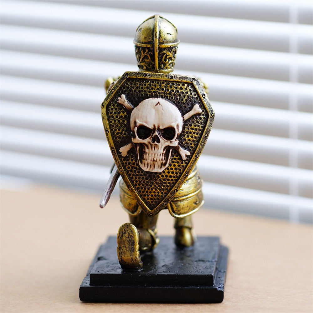 Knight Skeleton Pen Holder for Gothic Desk Decor