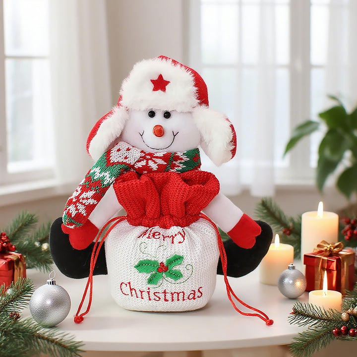 Christmas Knitted Waist Pouch With Drawstring Storage
