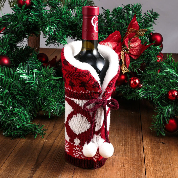 Knitted Wine Bottle Christmas Table Centerpiece Decor
