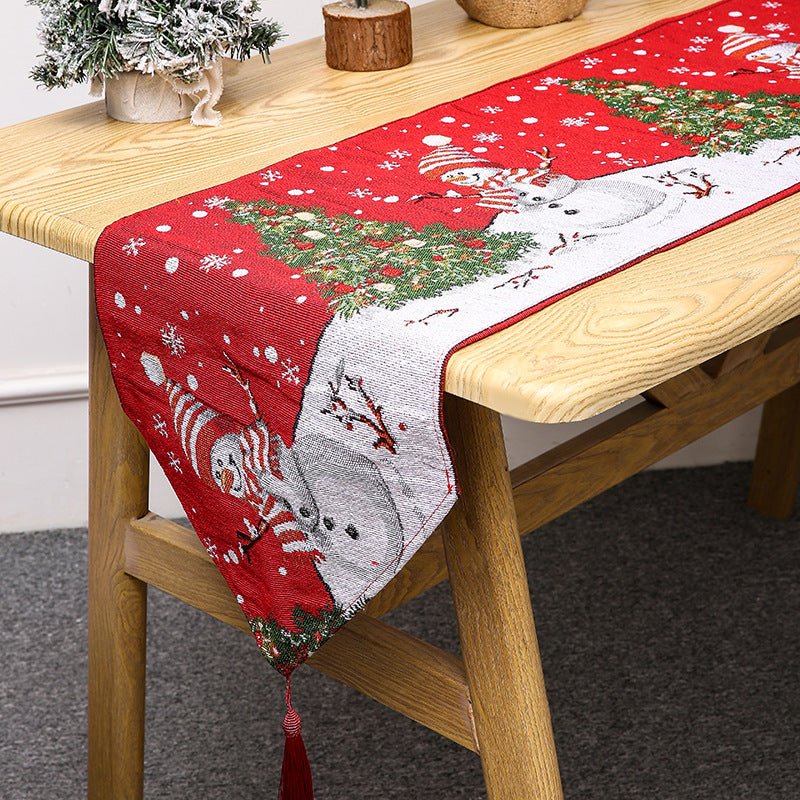 Knitted Christmas Table Runner With Festive Tassels