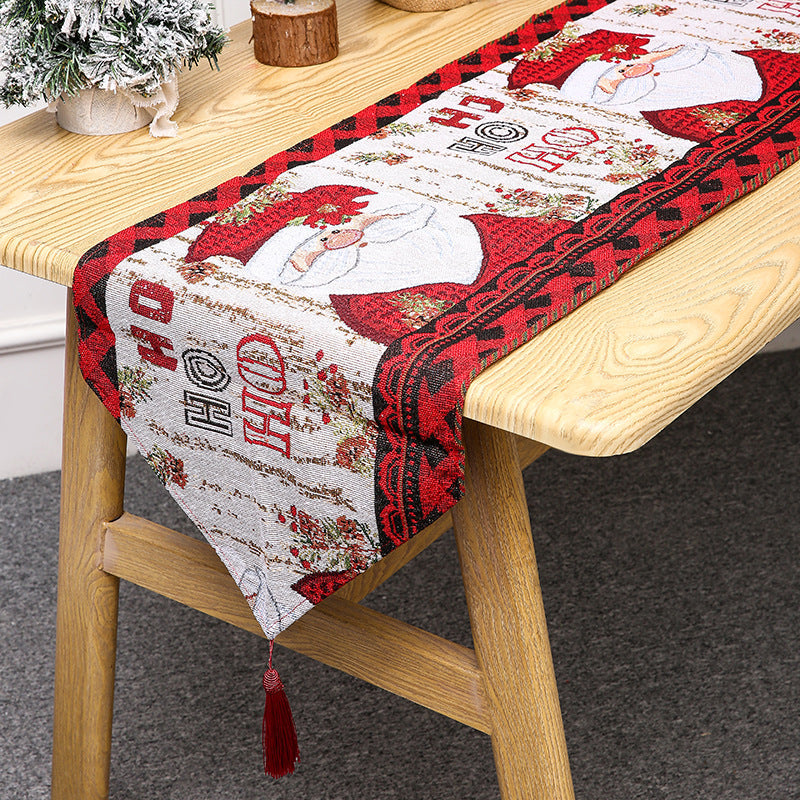 Knitted Christmas Table Runner With Festive Tassels