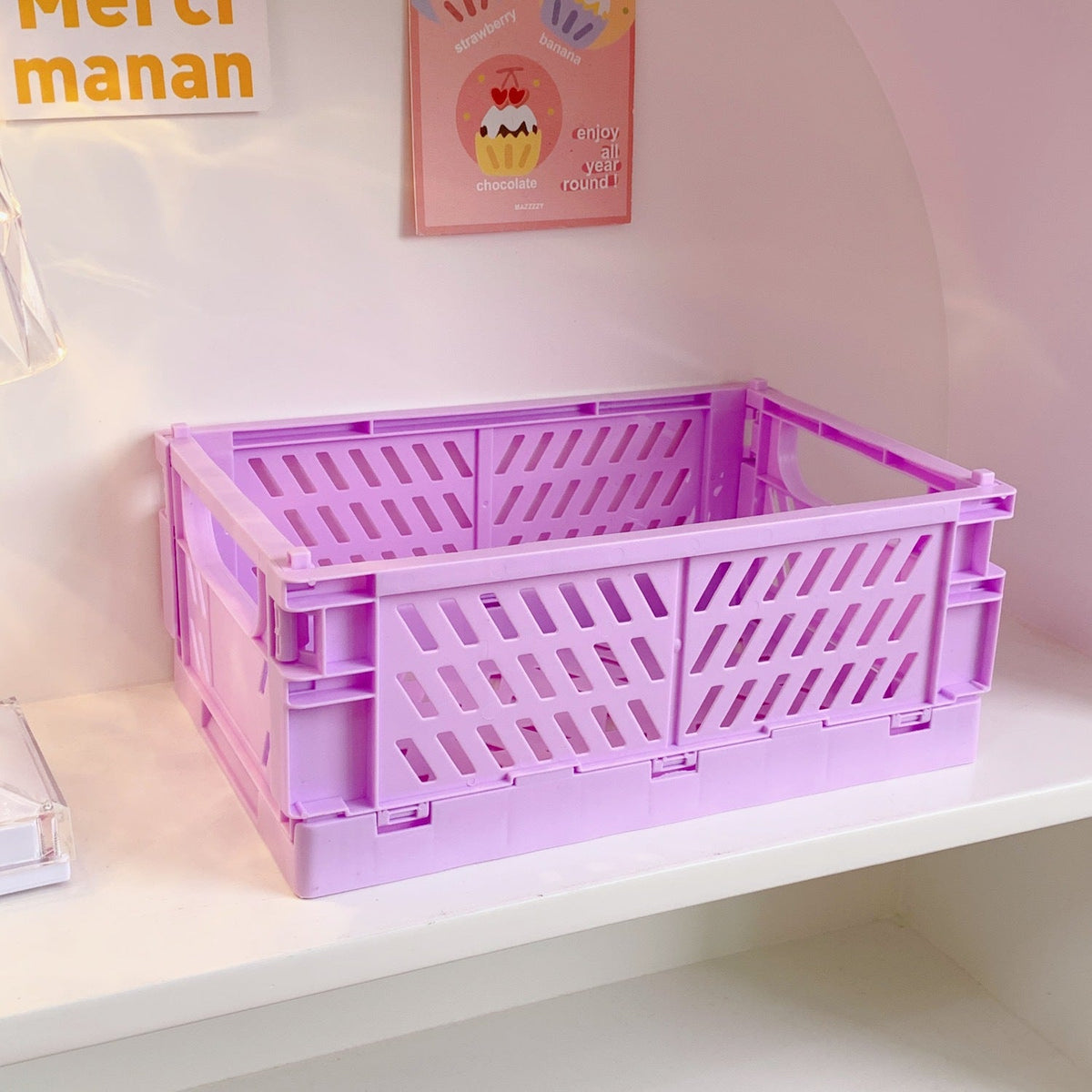 Foldable Desk Storage Basket for Stationery and Snacks