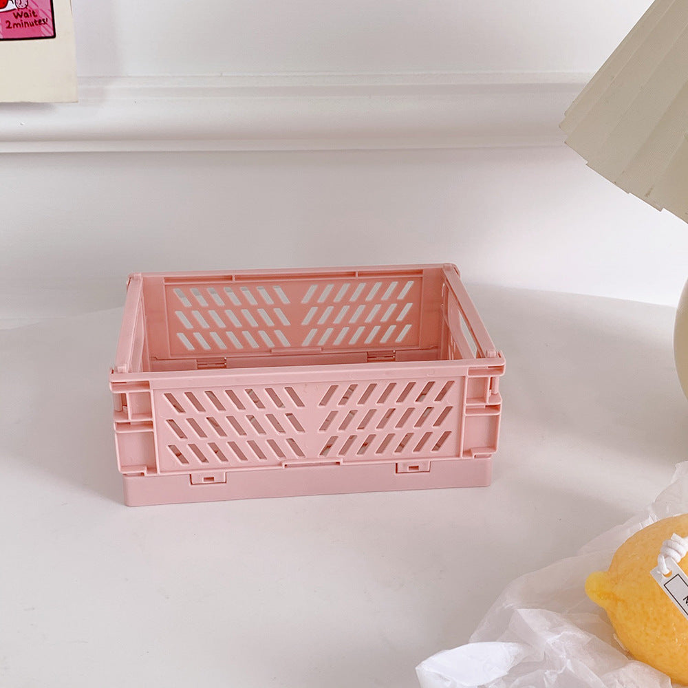 Foldable Desk Storage Basket for Stationery and Snacks