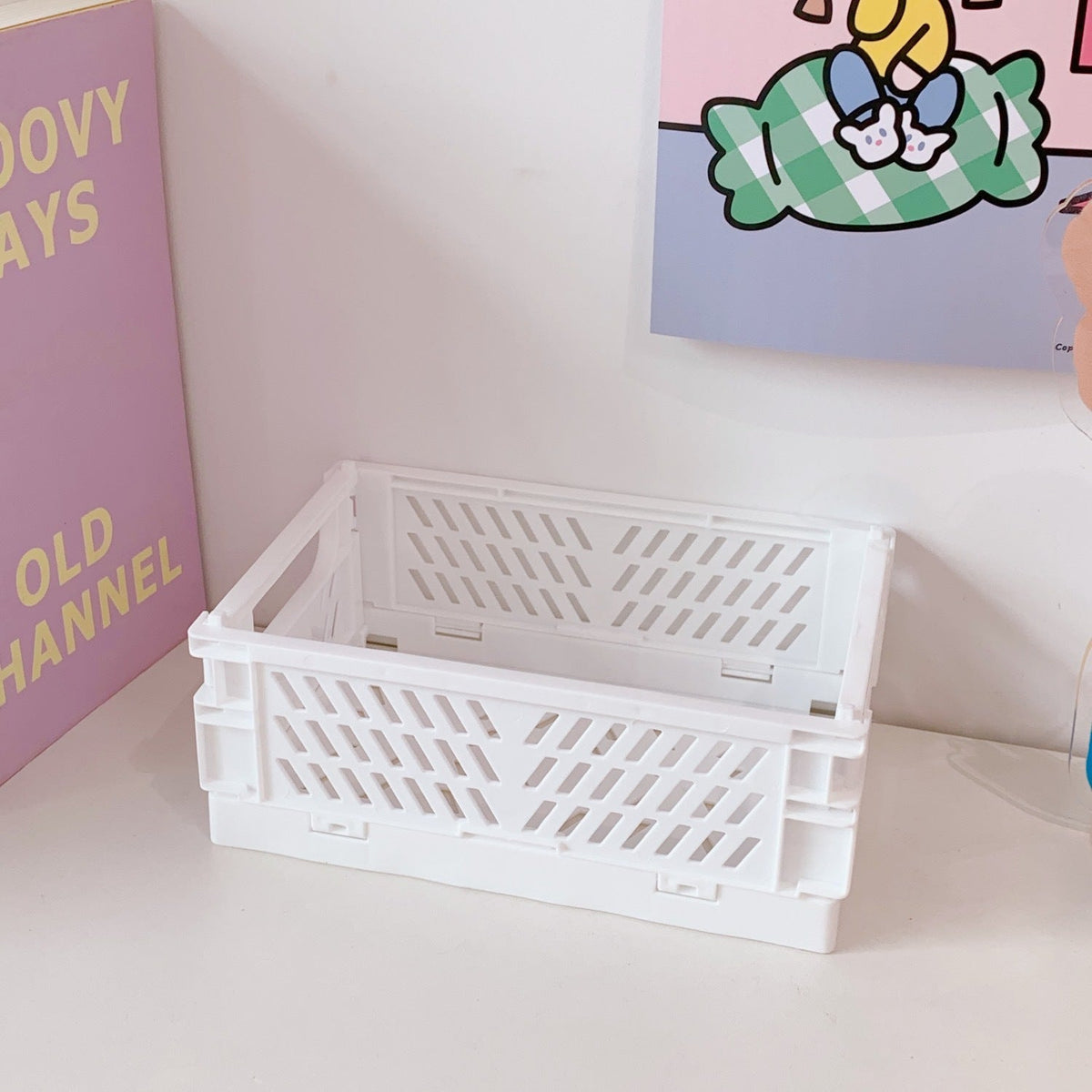 Foldable Desk Storage Basket for Stationery and Snacks