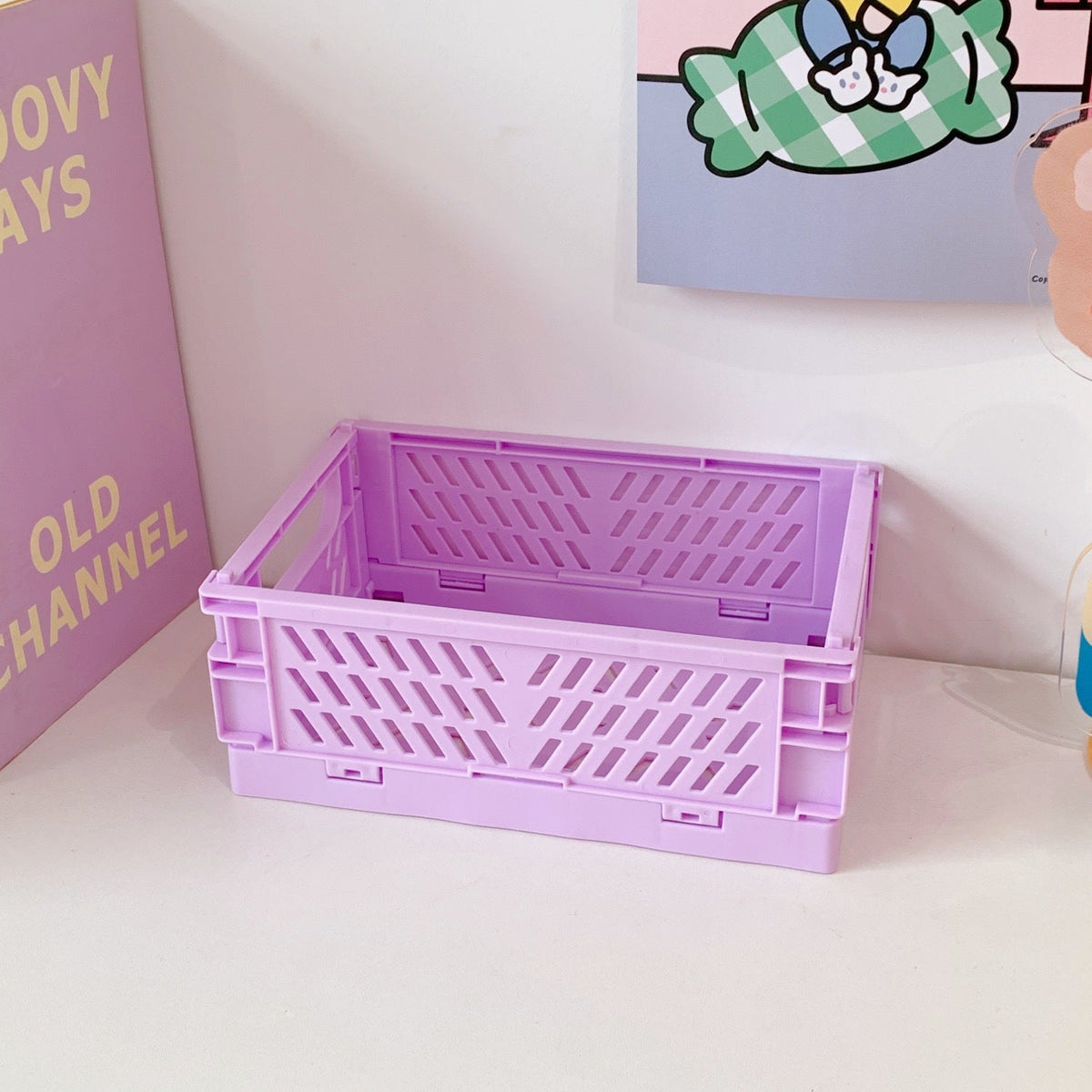 Foldable Desk Storage Basket for Stationery and Snacks