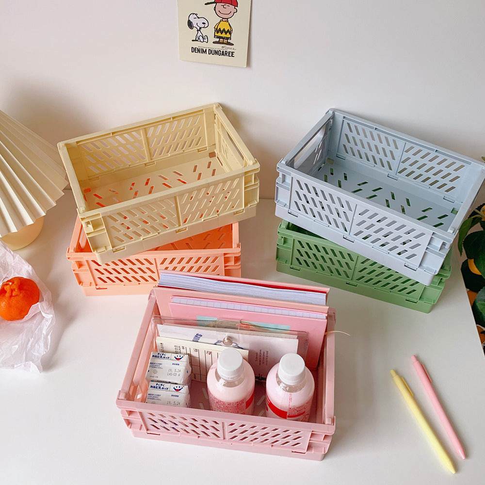 Foldable Desk Storage Basket for Stationery and Snacks