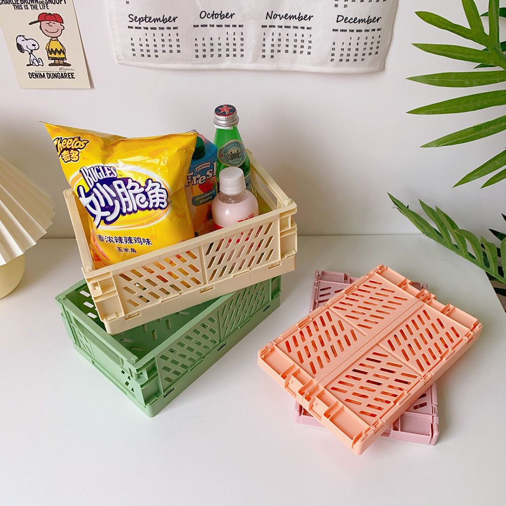 Foldable Desk Storage Basket for Stationery and Snacks