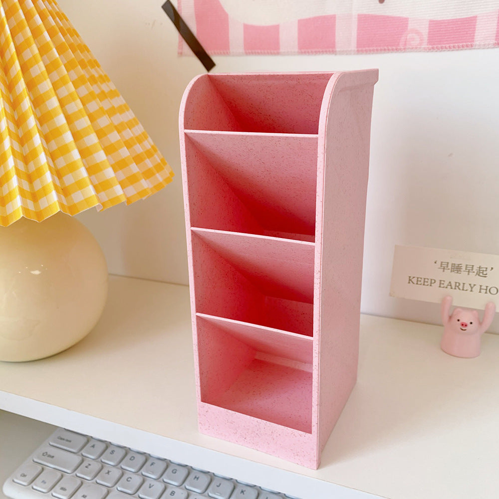 Ins Style Angled Desk Pen Holder with 4 Compartments