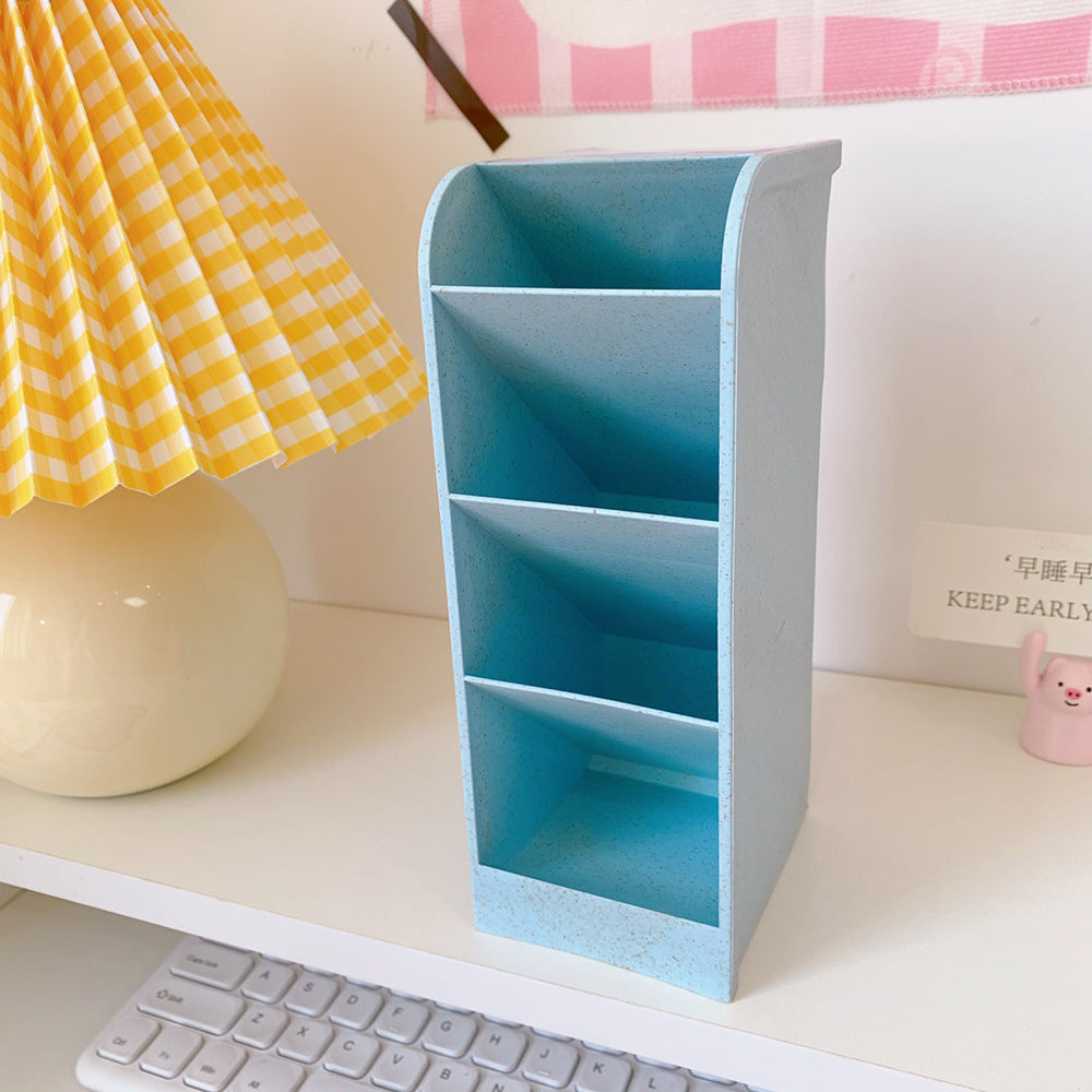 Ins Style Angled Desk Pen Holder with 4 Compartments