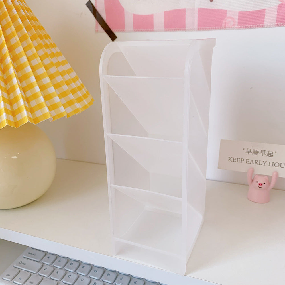 Ins Style Angled Desk Pen Holder with 4 Compartments