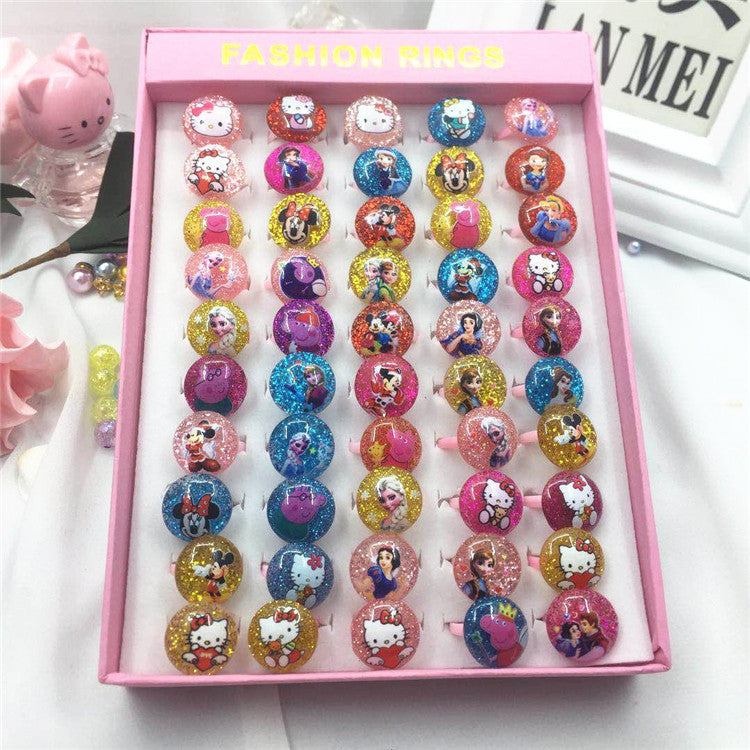 Children's Fashion Rings 50-Piece Colorful Dress-Up Set
