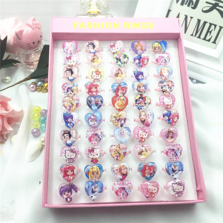 Children's Fashion Rings 50-Piece Colorful Dress-Up Set