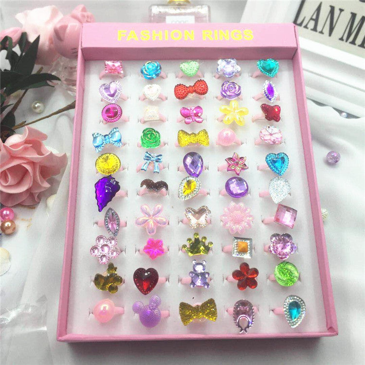 Children's Fashion Rings 50-Piece Colorful Dress-Up Set