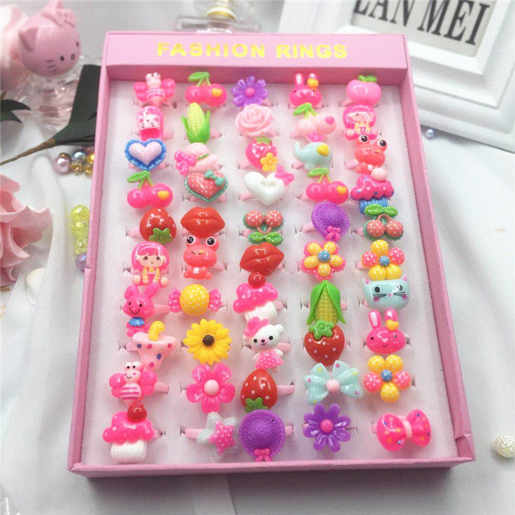 Children's Fashion Rings 50-Piece Colorful Dress-Up Set