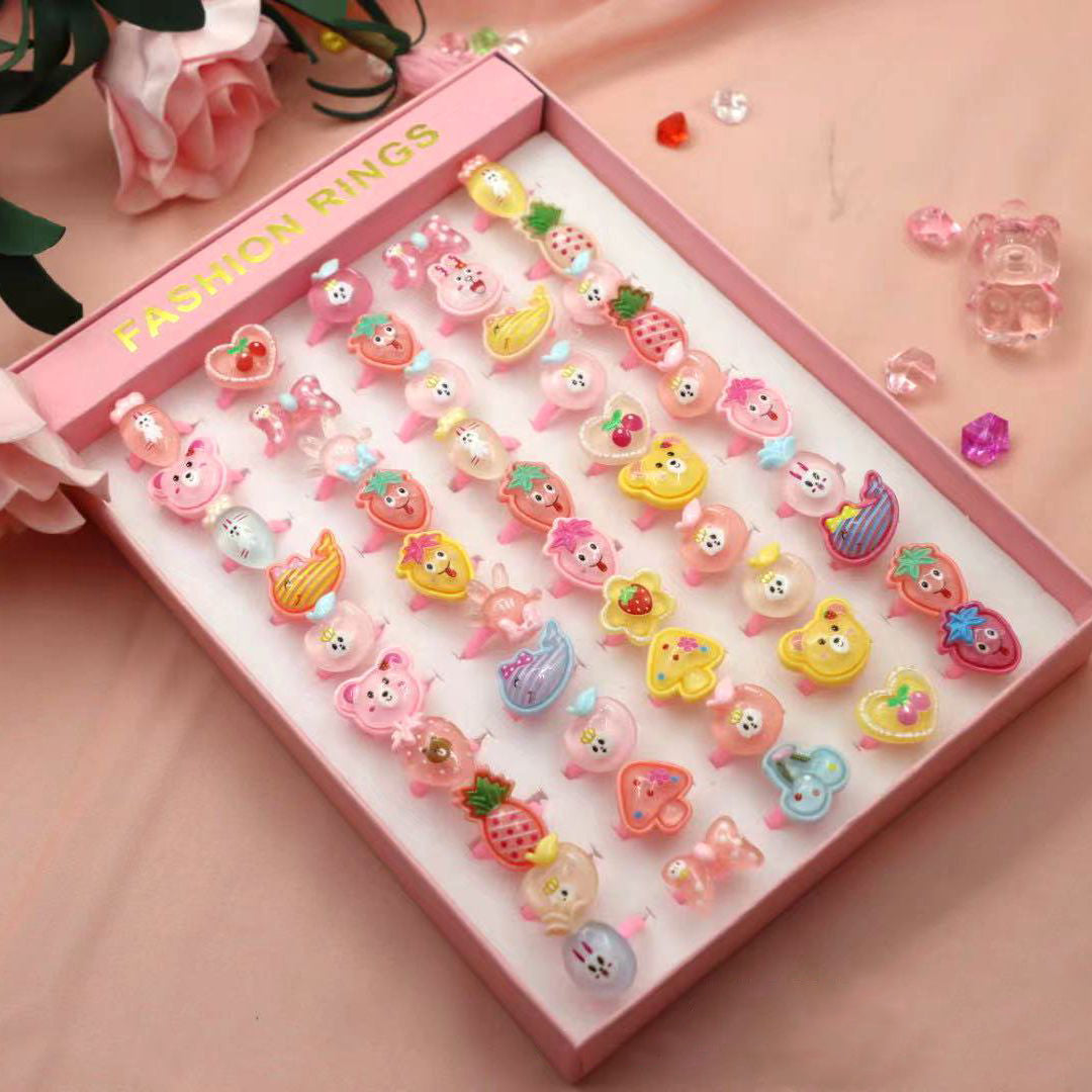 Children's Fashion Rings 50-Piece Colorful Dress-Up Set