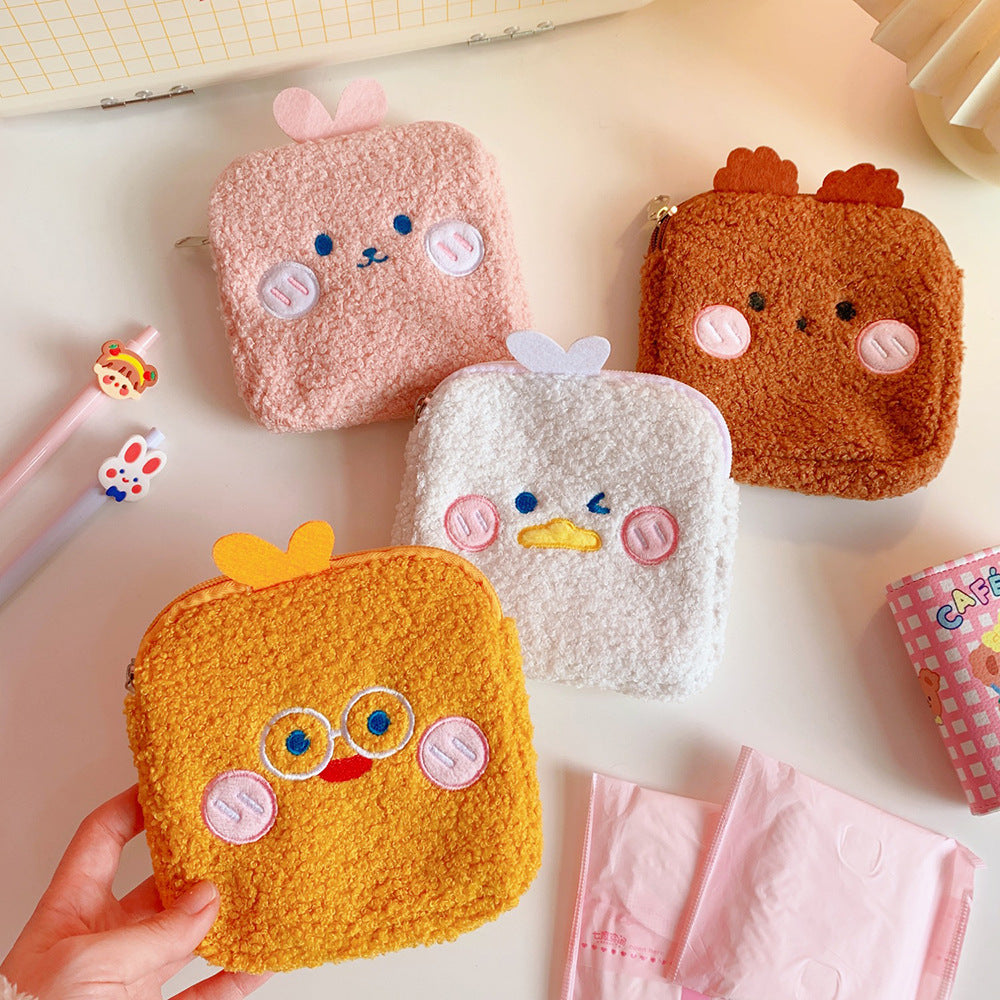 Cute Plush Sanitary Napkin Storage Bag for Period Kits