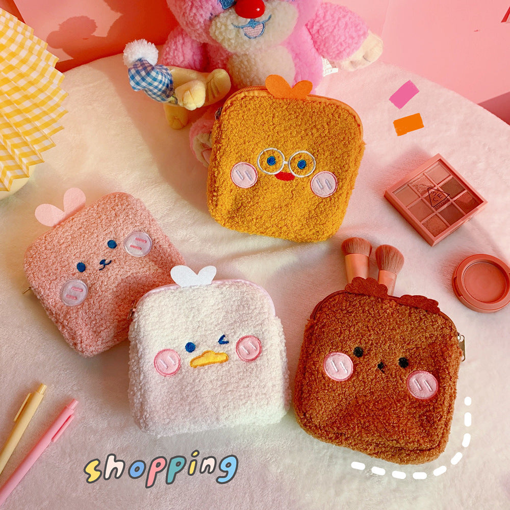 Cute Plush Sanitary Napkin Storage Bag for Period Kits