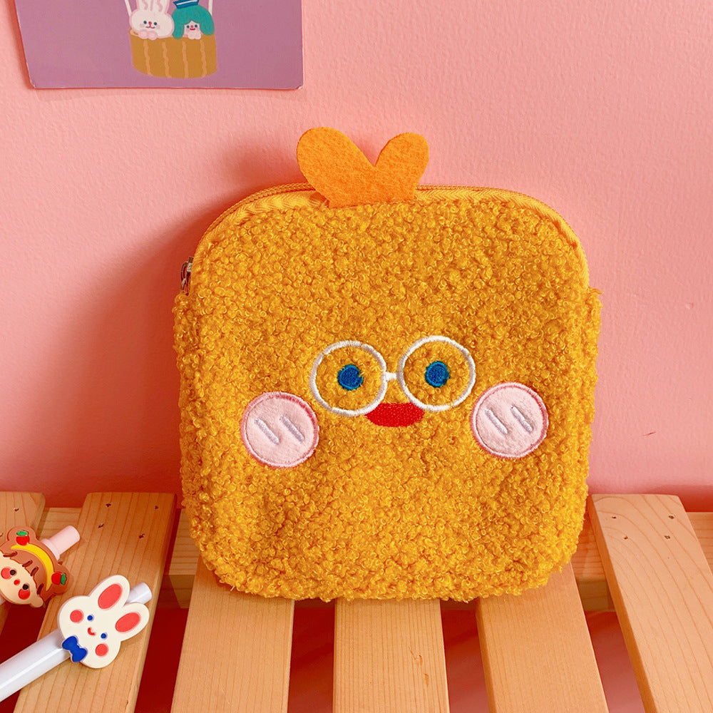 Cute Plush Sanitary Napkin Storage Bag for Period Kits