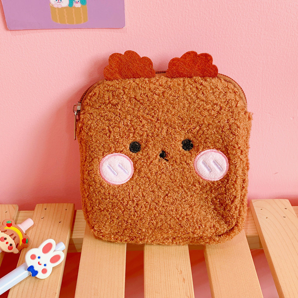 Cute Plush Sanitary Napkin Storage Bag for Period Kits