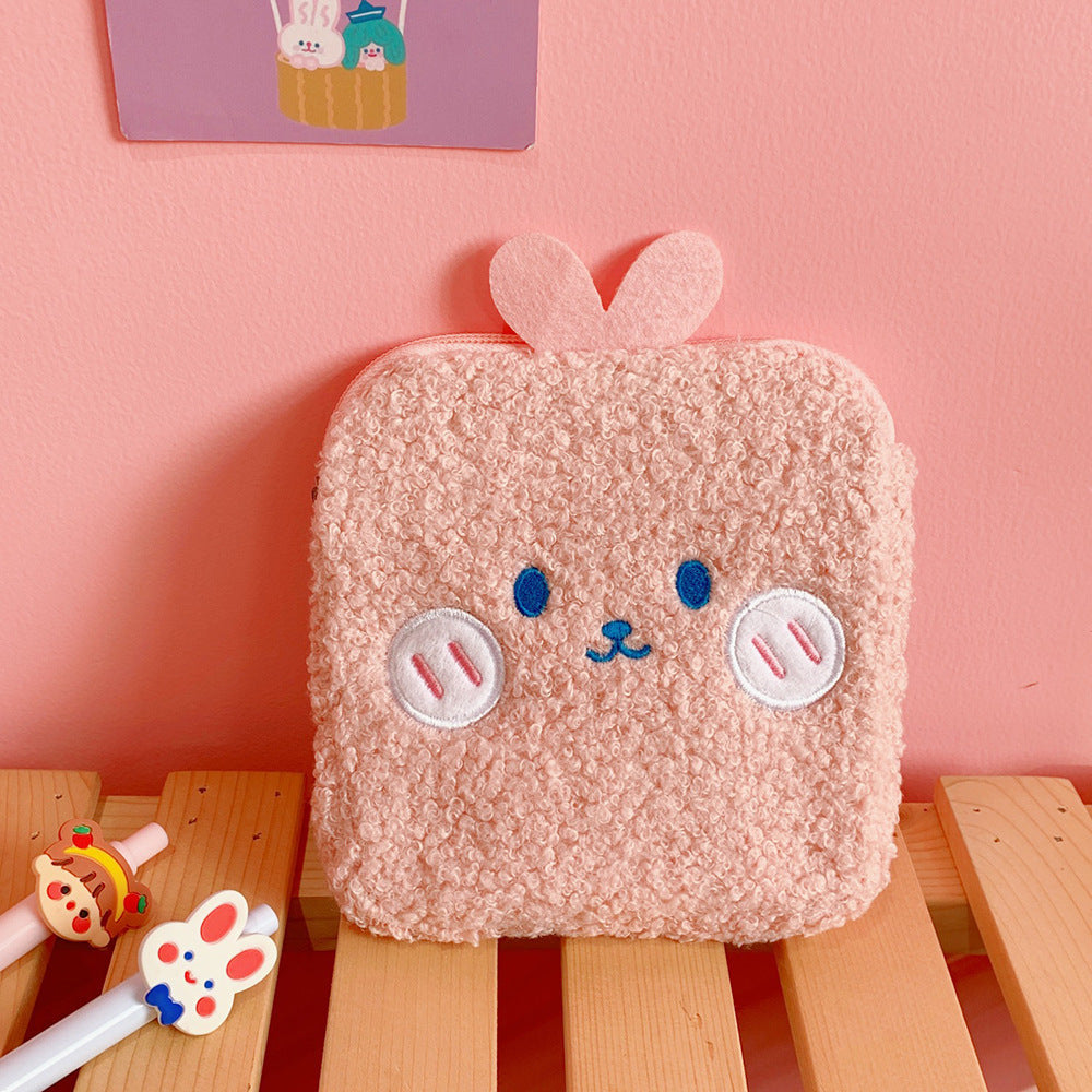 Cute Plush Sanitary Napkin Storage Bag for Period Kits