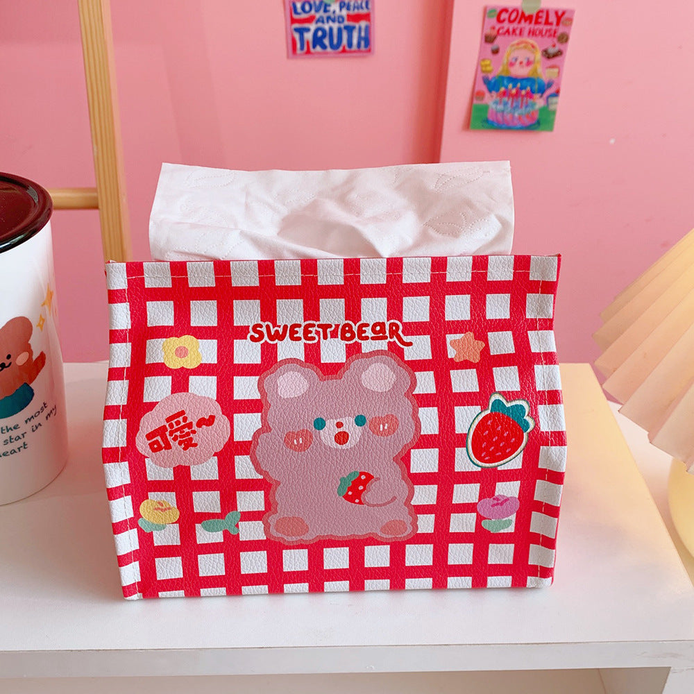 Cute Cartoon Bear Desk Tissue Box, Korean Style Decor