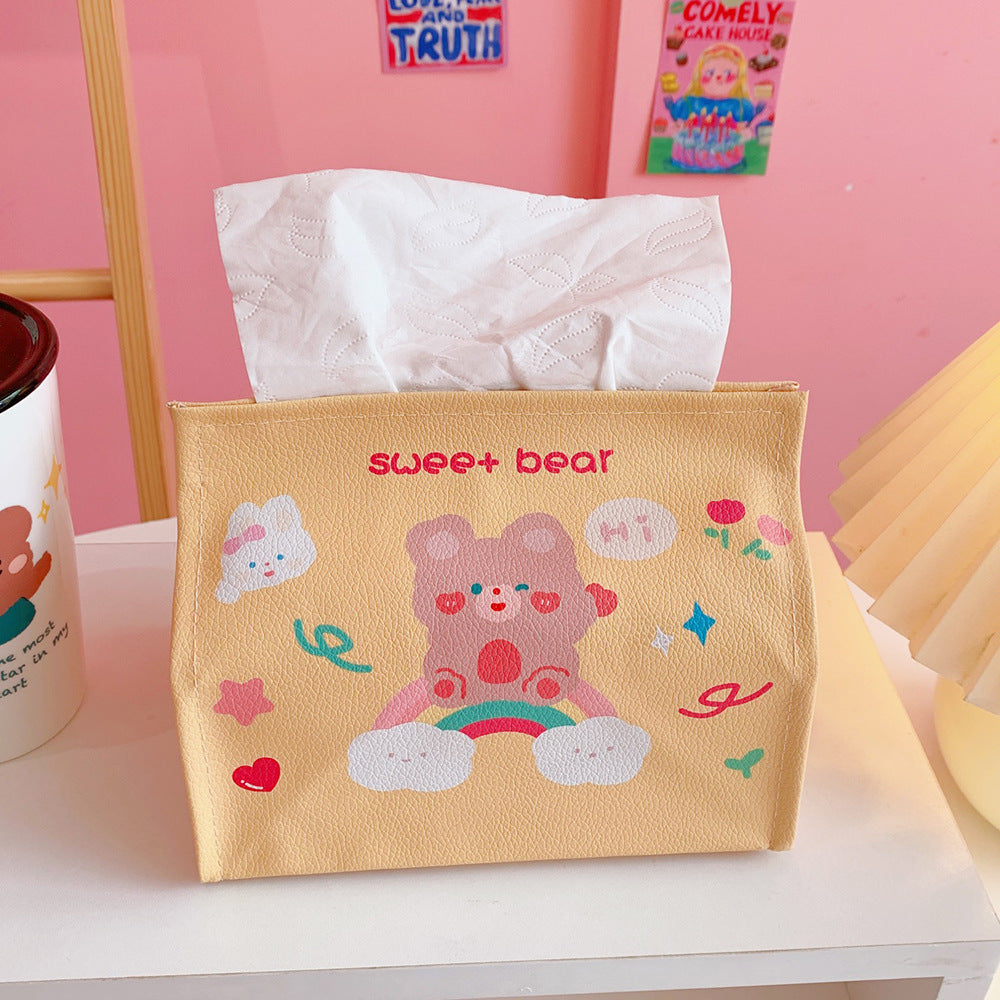 Cute Cartoon Bear Desk Tissue Box, Korean Style Decor
