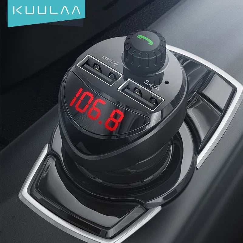 Car FM Transmitter with Dual USB Charging & Bluetooth