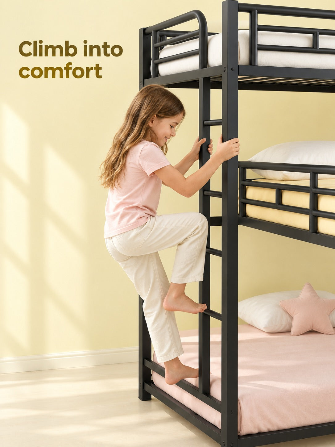 L-Shaped Triple Twin Bunk Bed for Shared Kids' Rooms