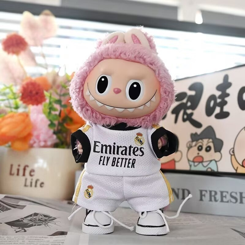 Labubu Doll Clothing Football Jersey Outfit Set for Display
