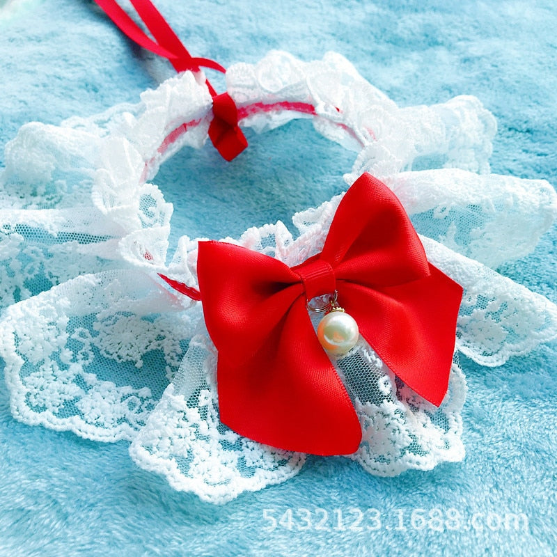 Lace Bow Pet Neckerchief for Photo-Ready Party Style