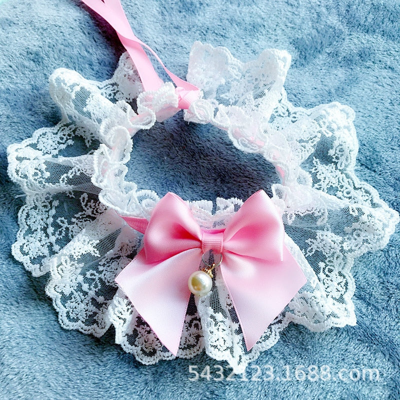 Lace Bow Pet Neckerchief for Photo-Ready Party Style