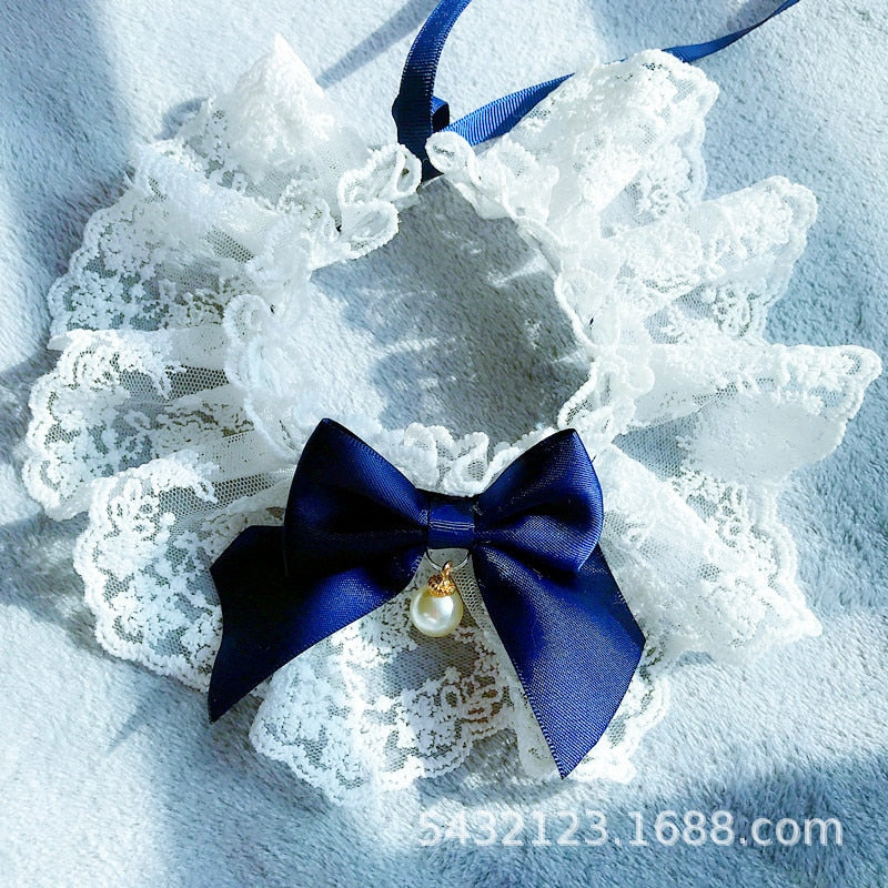 Lace Bow Pet Neckerchief for Photo-Ready Party Style