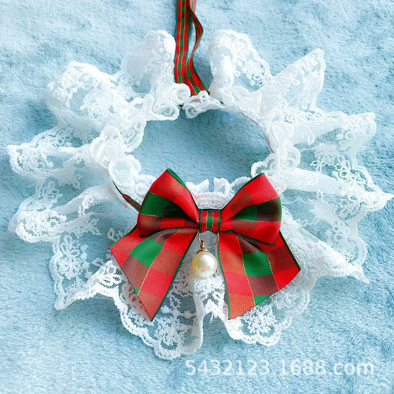 Lace Bow Pet Neckerchief for Photo-Ready Party Style
