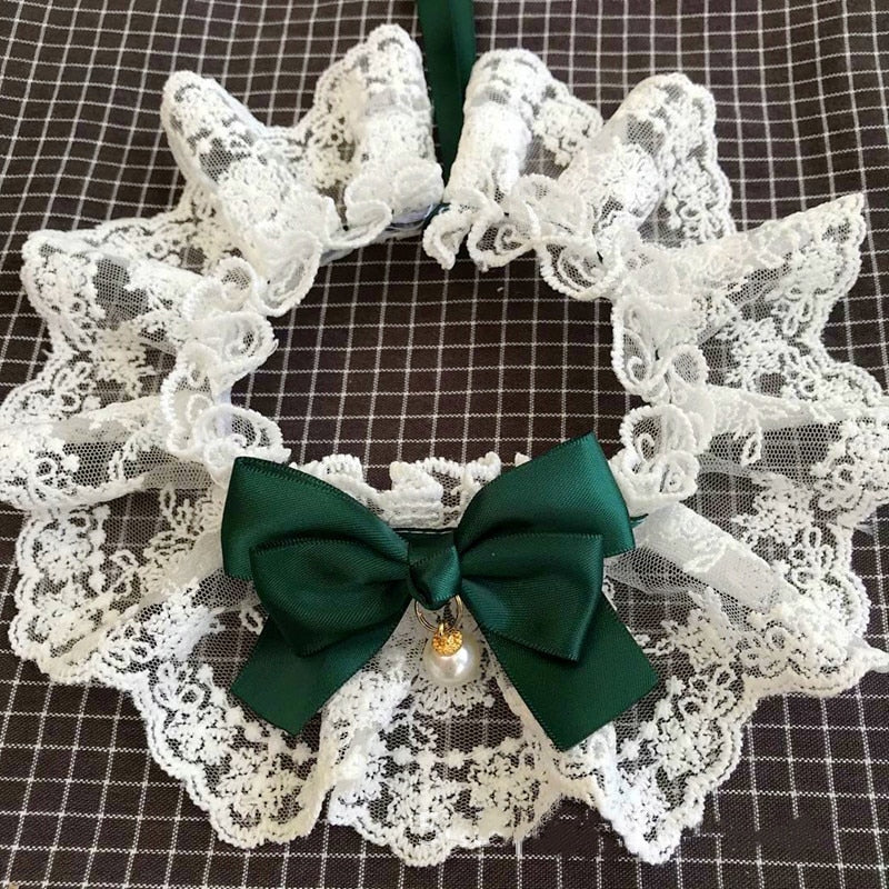 Lace Bow Pet Neckerchief for Photo-Ready Party Style