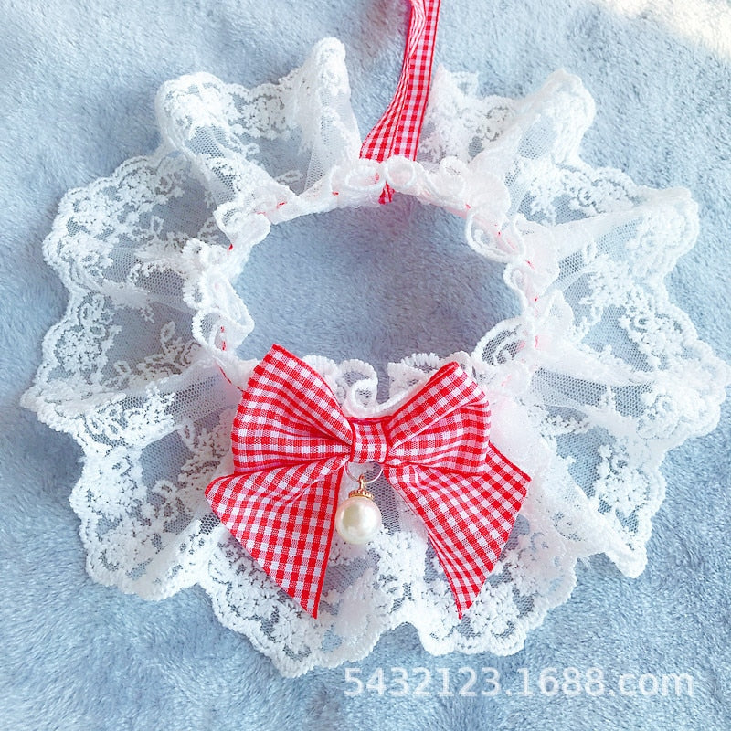 Lace Bow Pet Neckerchief for Photo-Ready Party Style