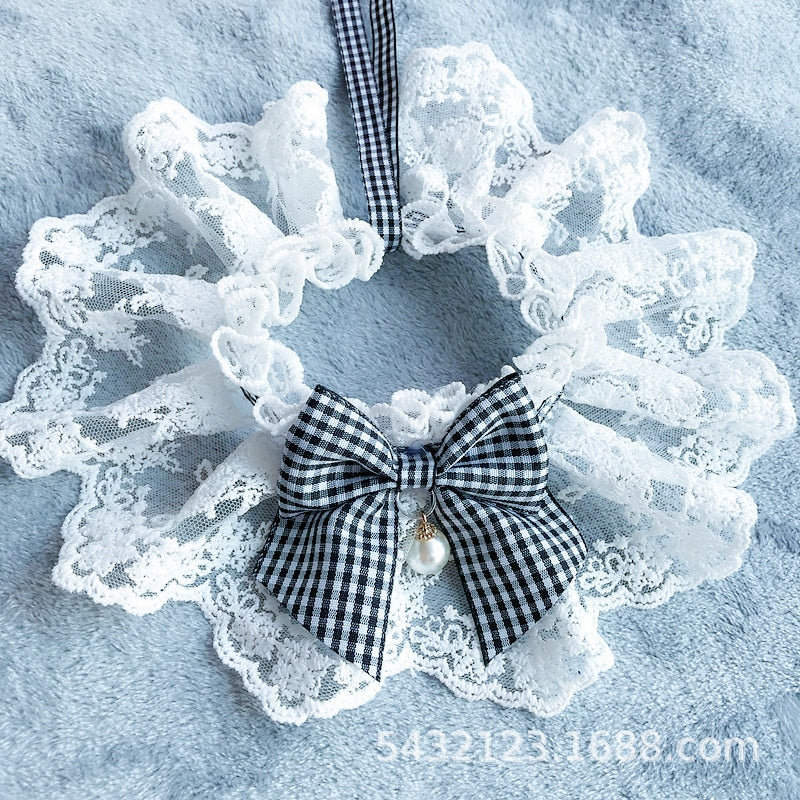 Lace Bow Pet Neckerchief for Photo-Ready Party Style