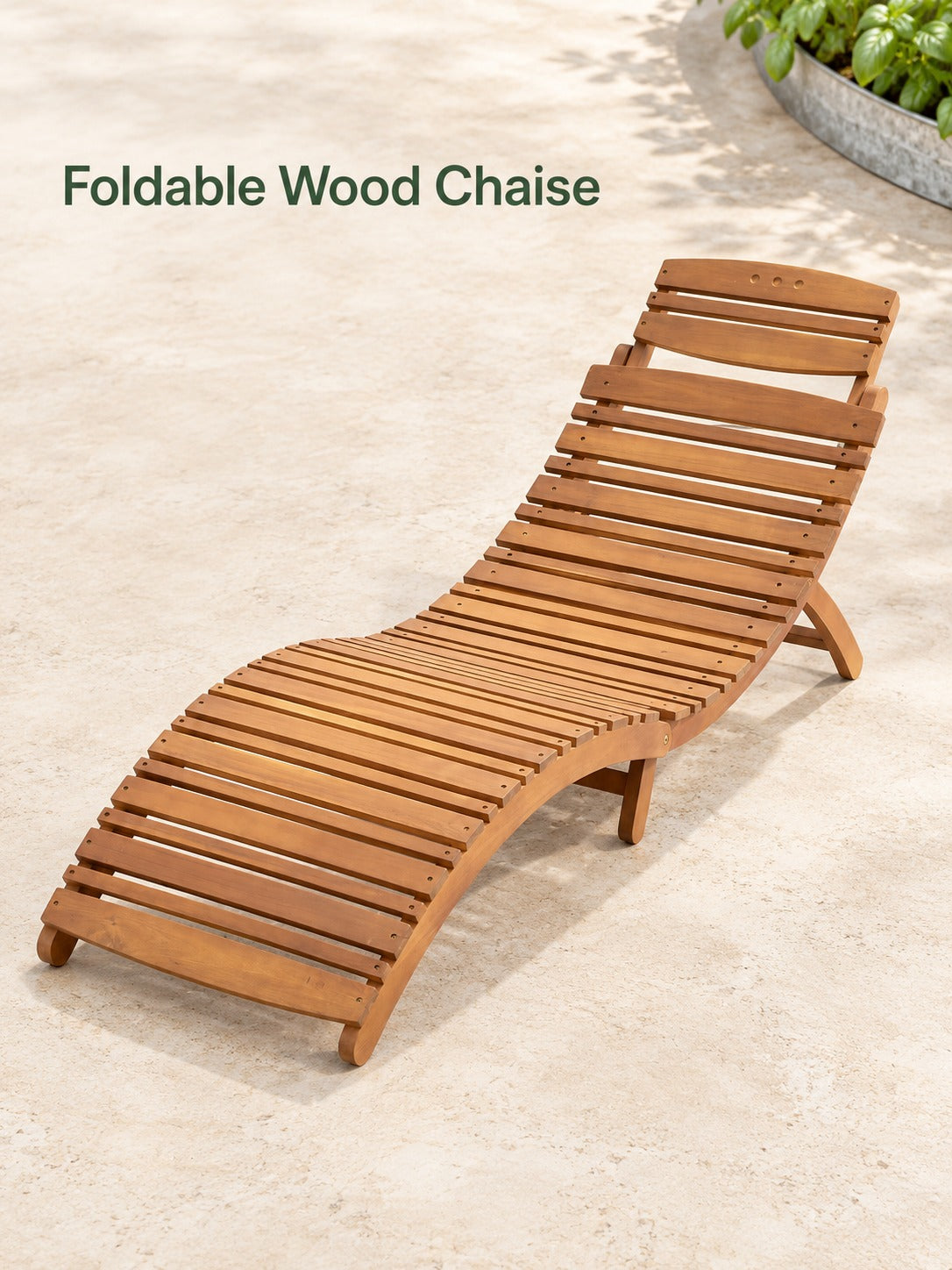 Foldable Wood Chaise Lounge for Pool and Patio