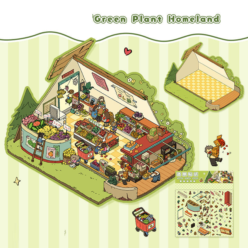 3D Scene Collage Stickers for Layered Journal Art