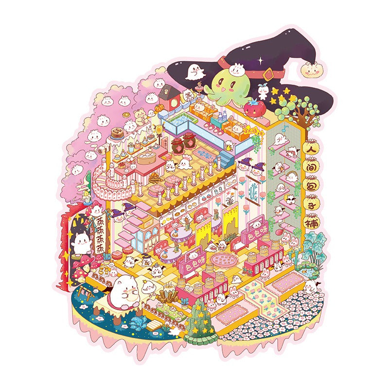 3D Scene Collage Stickers for Layered Journal Art