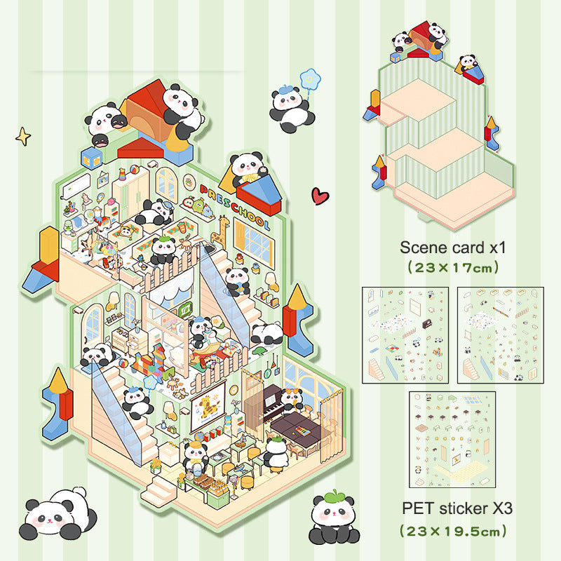 3D Scene Collage Stickers for Layered Journal Art
